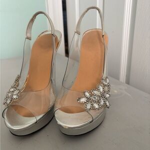 Clear and silver dress shoe